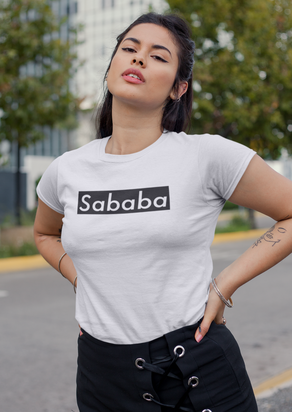 Sababa Logo B&W Women's Tee