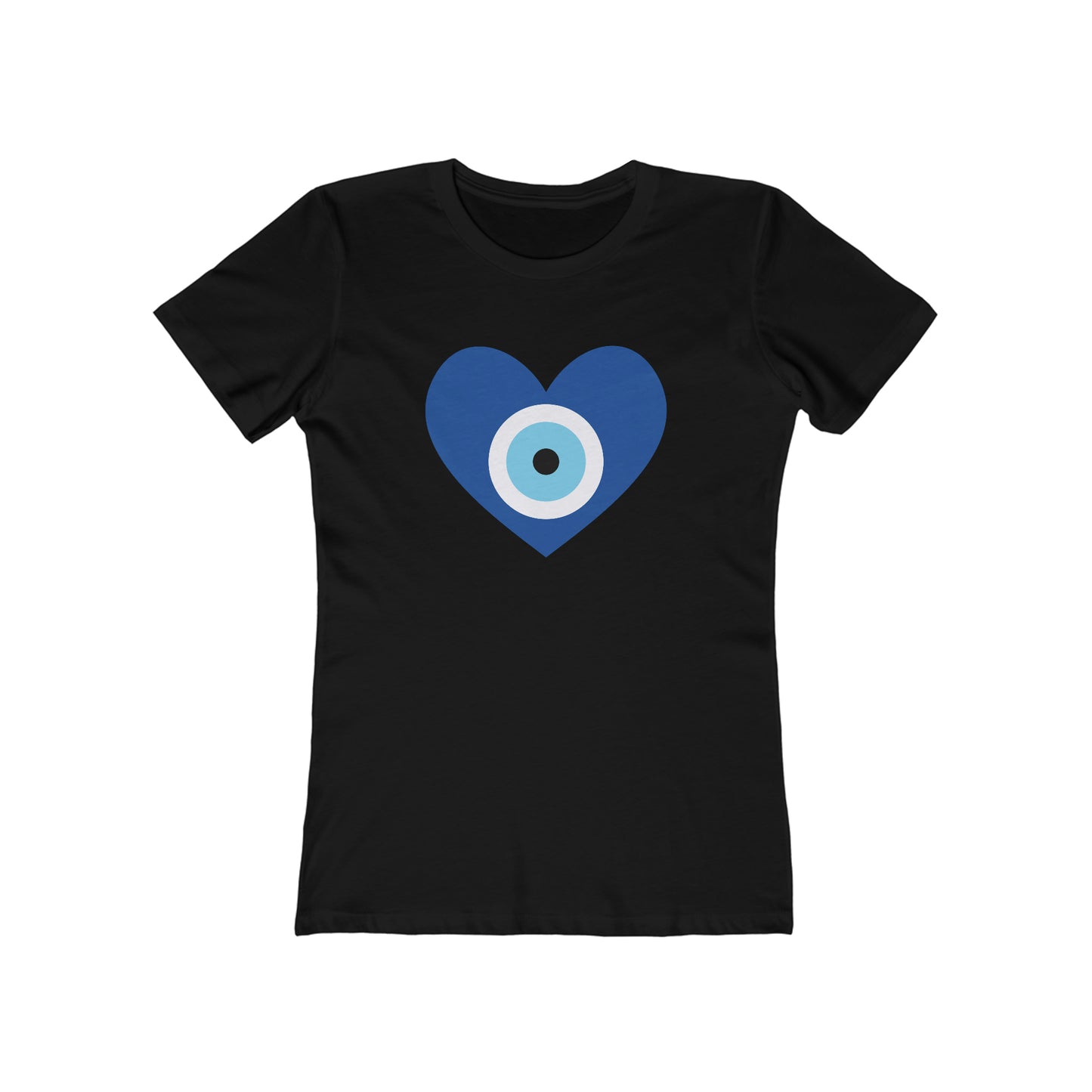Heart Evil Eye Women's Tee in Solid Black