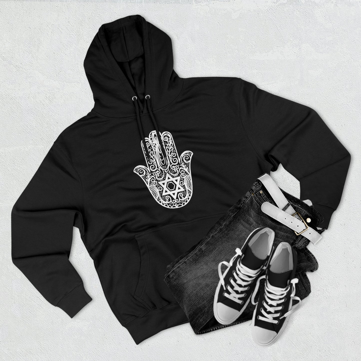 Hamsa With Star Of David Men's Premium Hoodie