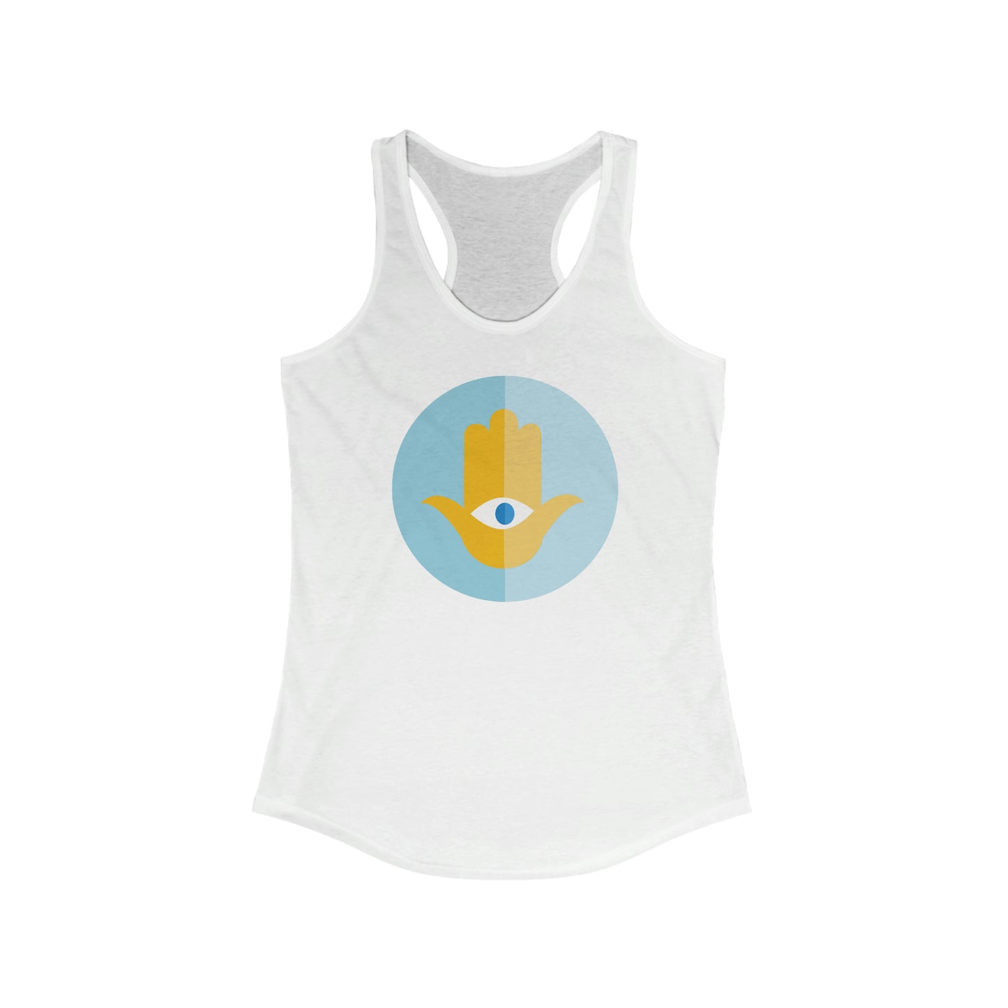 Half & Half Hamsa Women's Tank in Solid White