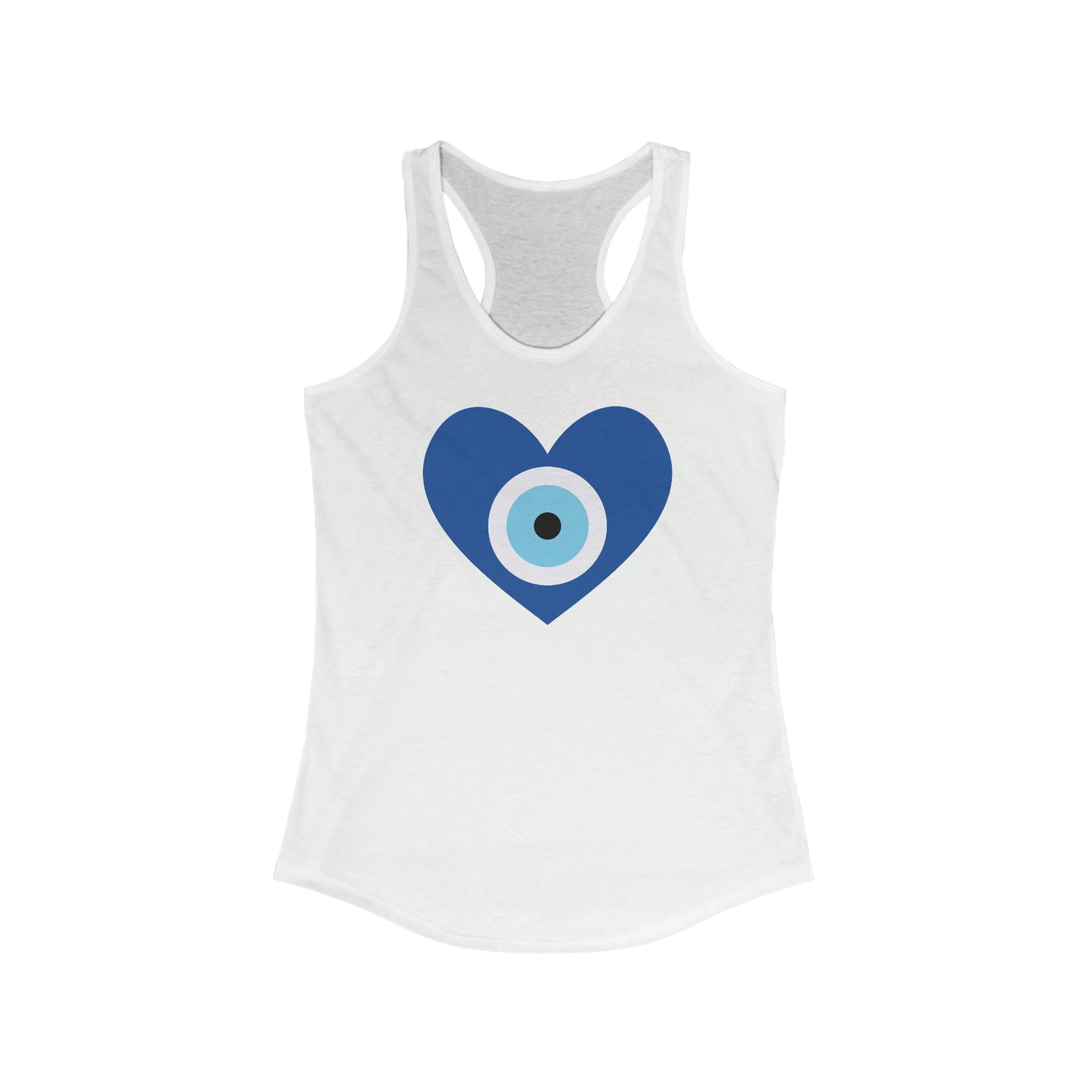 Heart Evil Eye Women's Tank in Solid White