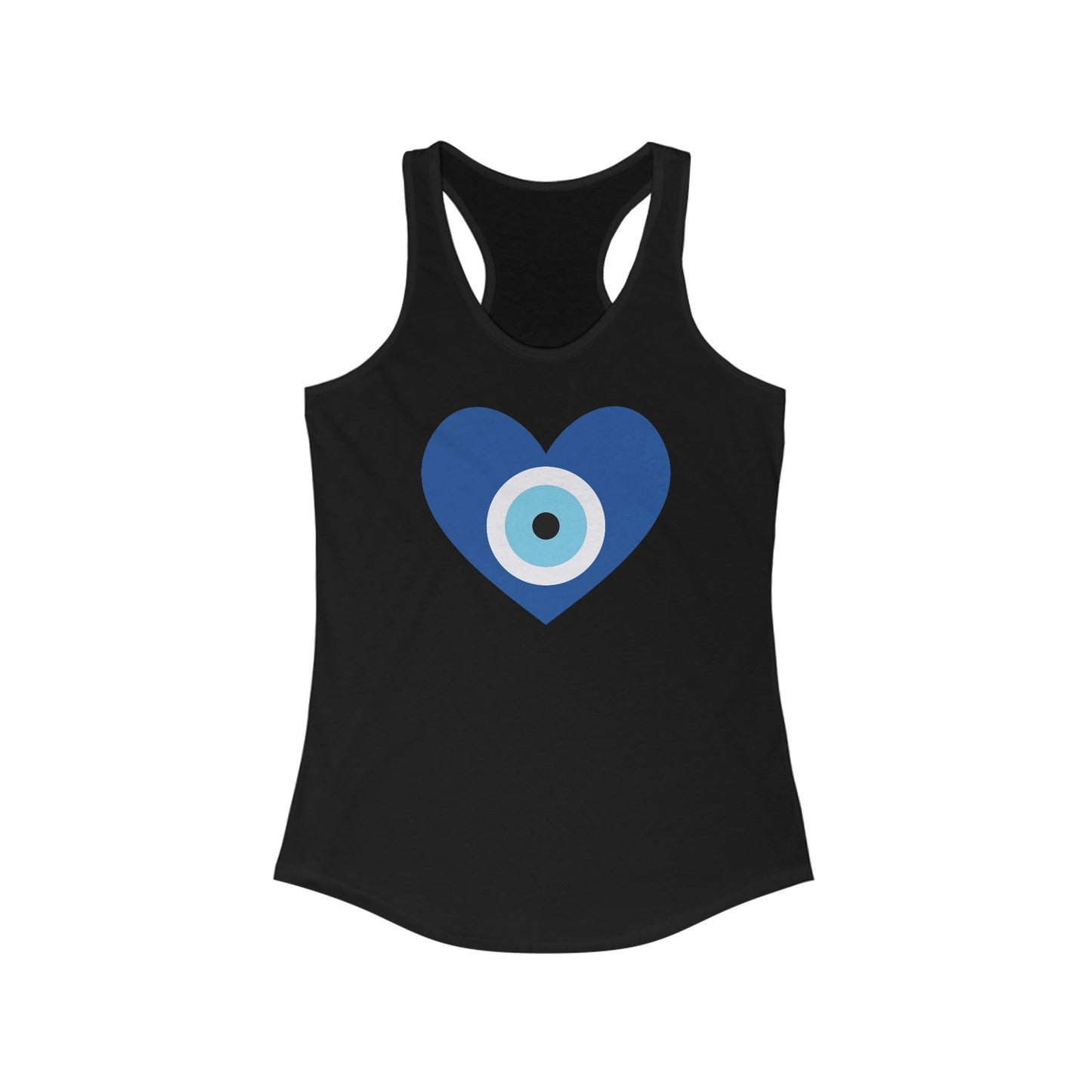 Heart Evil Eye Women's Tank in Solid Black