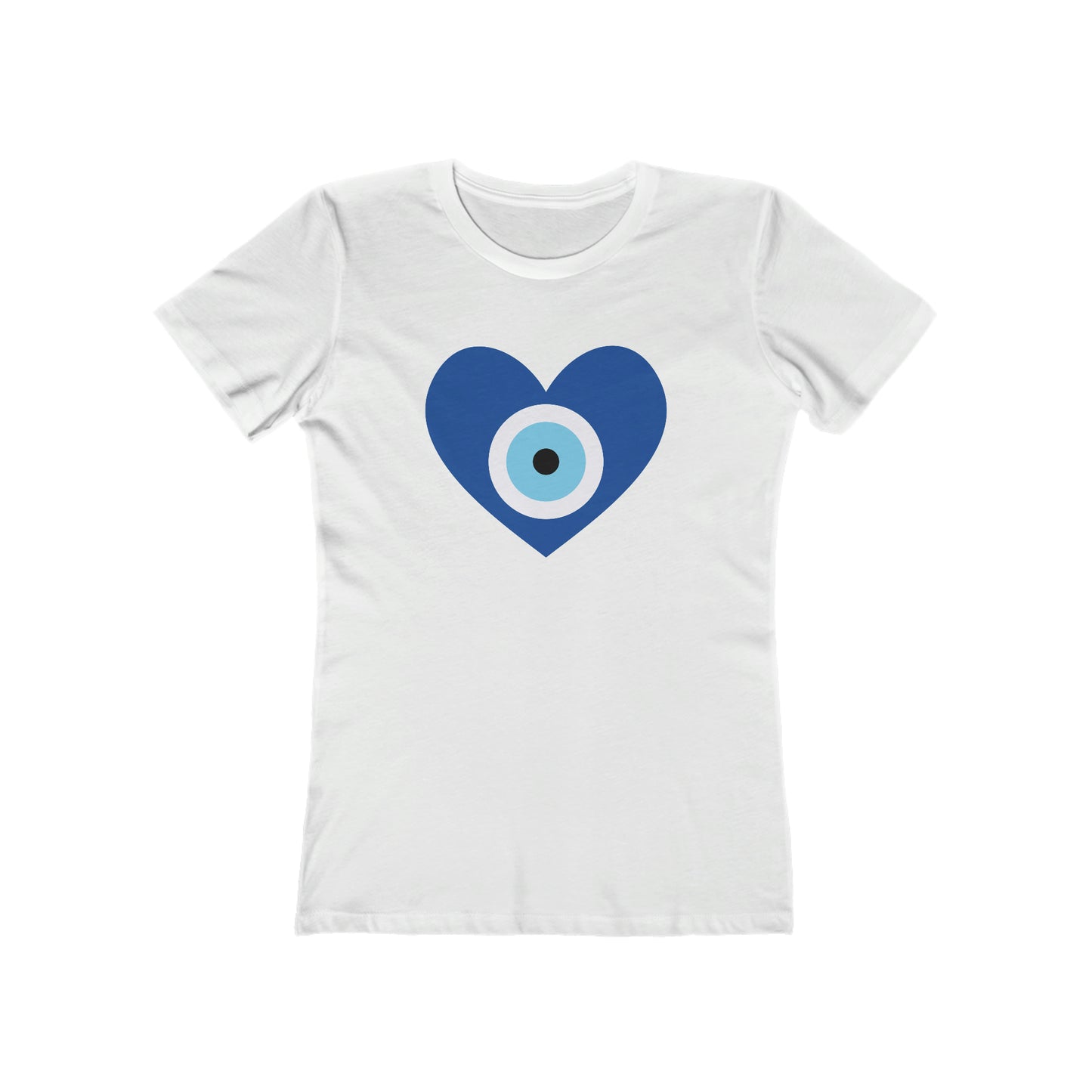 Heart Evil Eye Women's Tee in Solid White