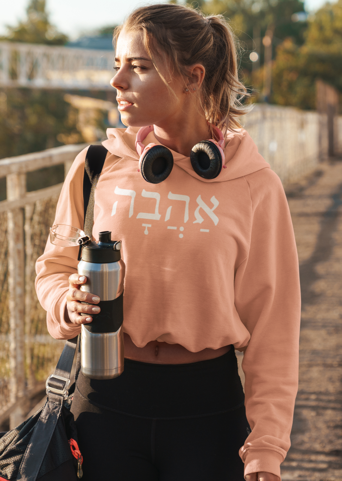אהבה (Love) Women's Premium Crop Hoodie