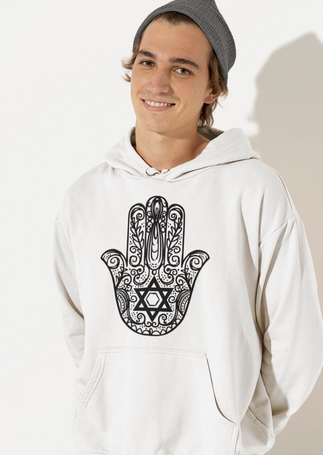 Hamsa With Star Of David Men's Premium Hoodie