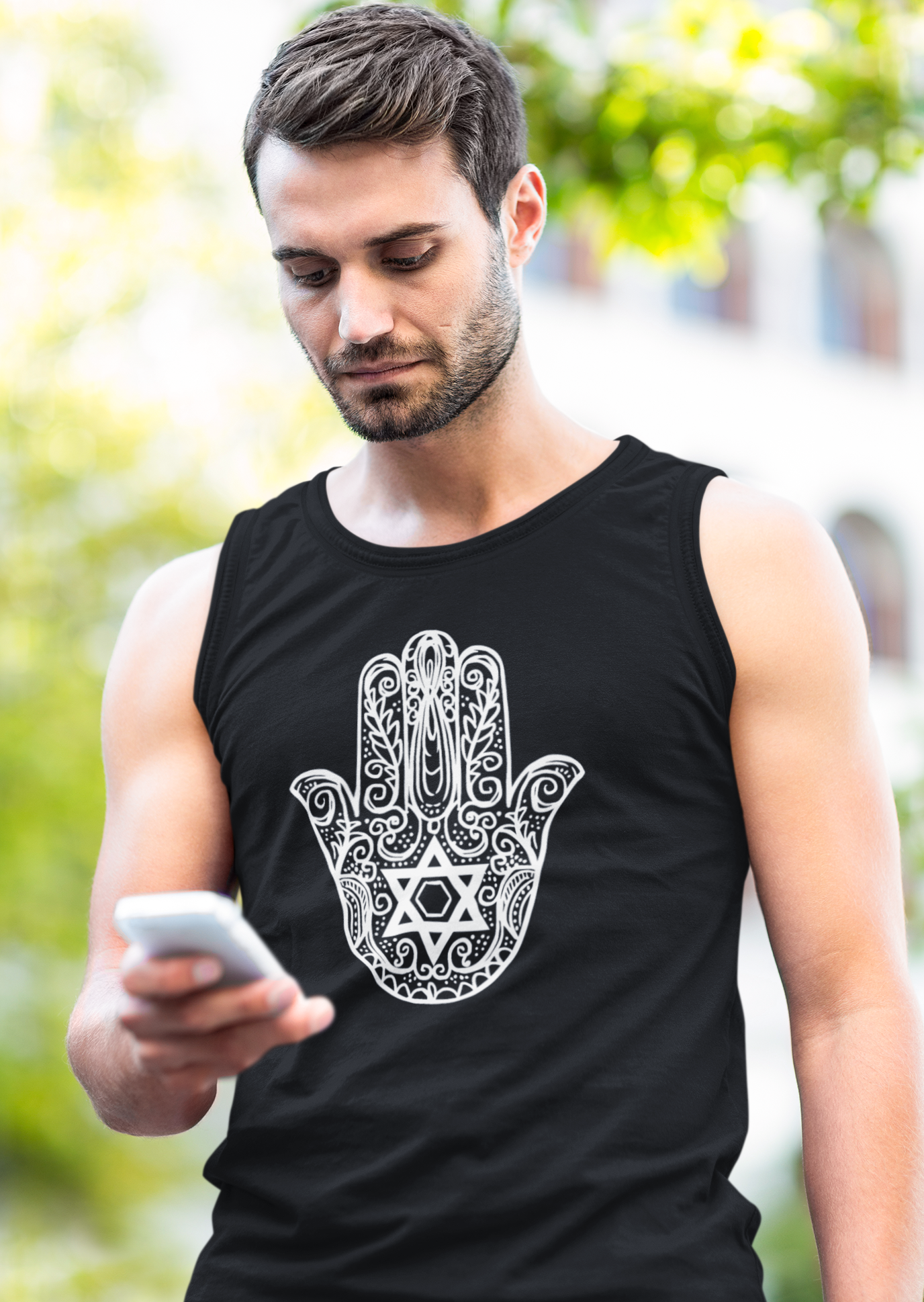 Hamsa With Star Of David Men's Tank