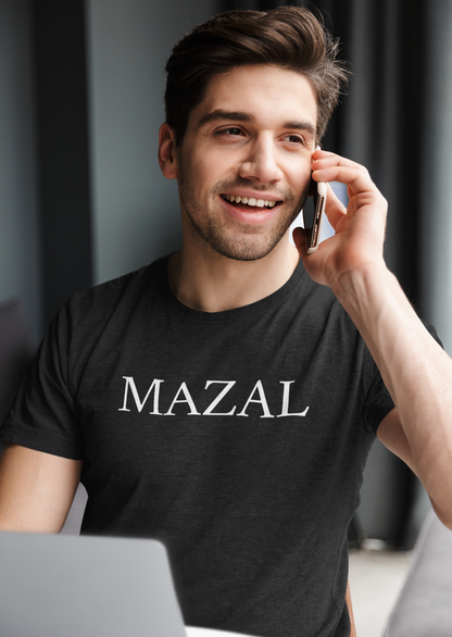 Mazal Men's Tee – man on the phone at home