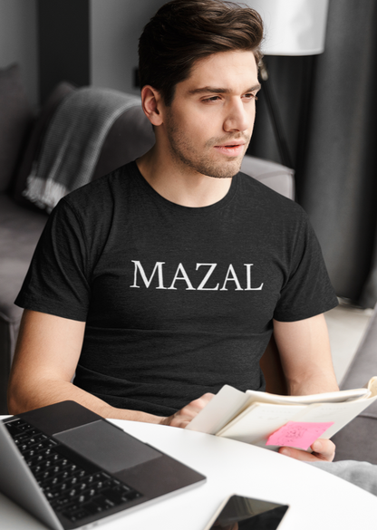 Mazal Men's Tee – young man working from home