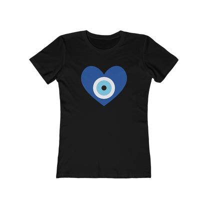 Heart Evil Eye Women's Tee in Solid Black