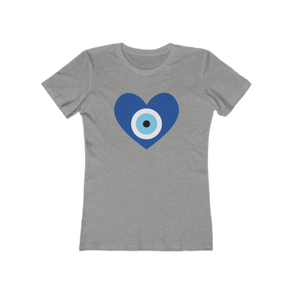 Heart Evil Eye Women's Tee in Heather Grey