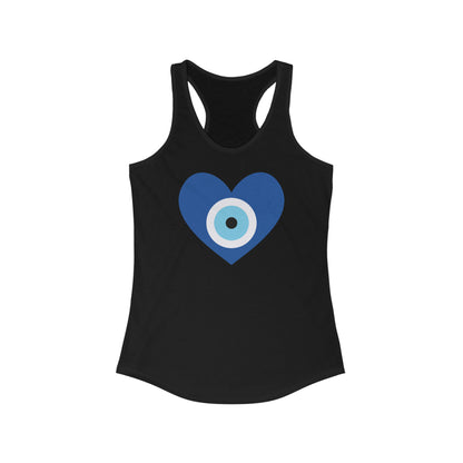 Heart Evil Eye Women's Tank in Solid Black