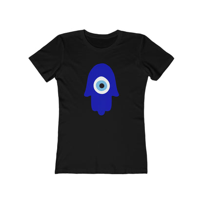 Hamsa With Evil Eye Women's Tee in Solid Black