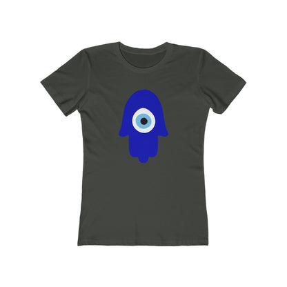 Hamsa With Evil Eye Women's Tee in Solid Heavy Metal